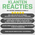 Klantrecensies met gele sterren en tekst. Geen afbeelding van het product.