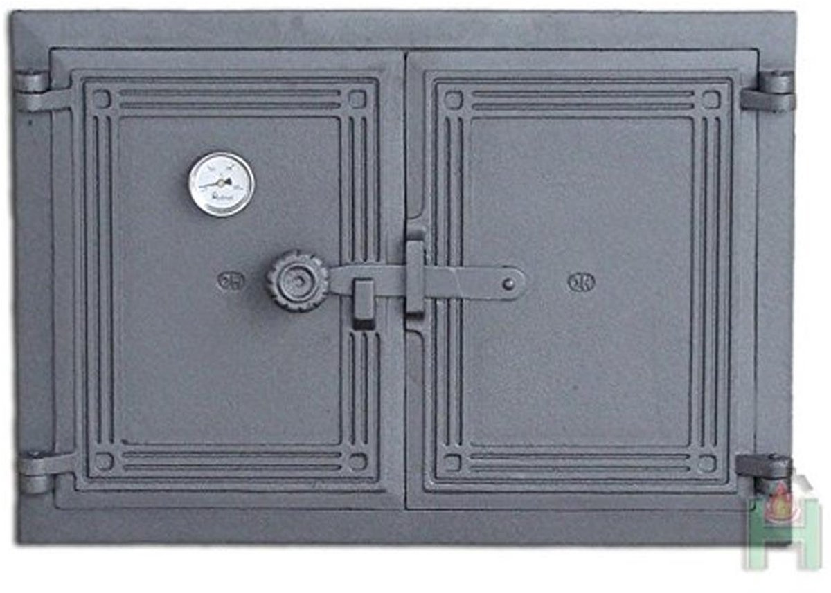 Ovendeur Gietijzer Schoorsteen Deur Oven Reparatie Hittebestendig Materiaal 48 x 48 x 33.5 cm Zwart