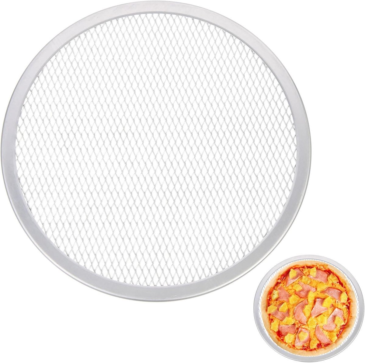 Bakplaat voor pizza - RVS - Ronde pizzavorm - BBQ grillpan - Diepvriezer 25 cm