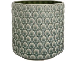 Retro Sierpot - Vintage Plantenpot - Kamerplanten Decoreren - Gekerfd Patroon - 125 cm Diameter - Groen