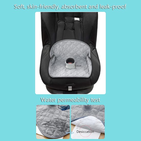 Kinderzitje kussen - Autostoelhoes voor kinderen - waterdicht - Autostoelbeschermer - Pee-Pee Pad - Zindelijkheidstraining - Incontinentie onderlegger - voor zindelijkheidstraining - 38x40CM — afbeelding 2