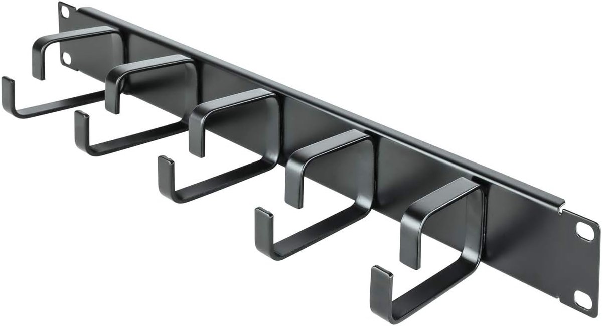 Metalen Kabelorganizer - Kabelhouder Rack - 19 Inch Rek - Vijf Ringen - 1U Hoogte - Zwart