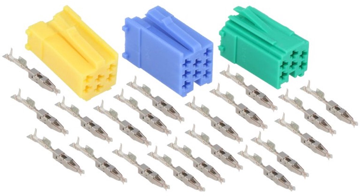 Mini ISO Connector Set Mannelijk - 3x mini ISO Inclusief 20 Vrouwelijke Pinnen