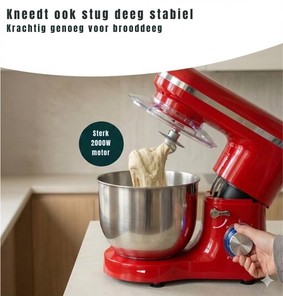 RONN® Mixer met mengkom - Mixer - Mixer met mengkom keukenmachine - Rood - ‎39cm x 24cm x 31cm van Merkloos — afbeelding 2