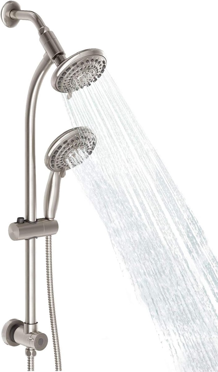 Douchesysteem Roestvrij Staal - Dubbele Douche Combo - Badkamer Vernieuwen - Boorvrije Mon
