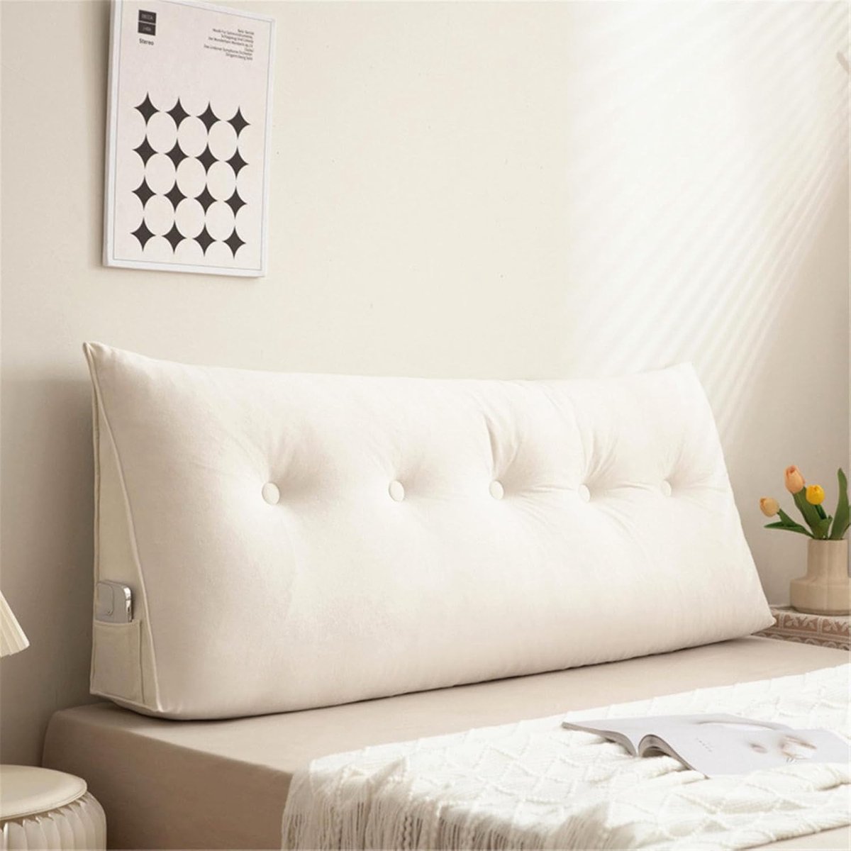 Wigkussen - Leeskussen rugsteun - Comfortabel lezen - Grote steun - 80x50x20cm - Wit
