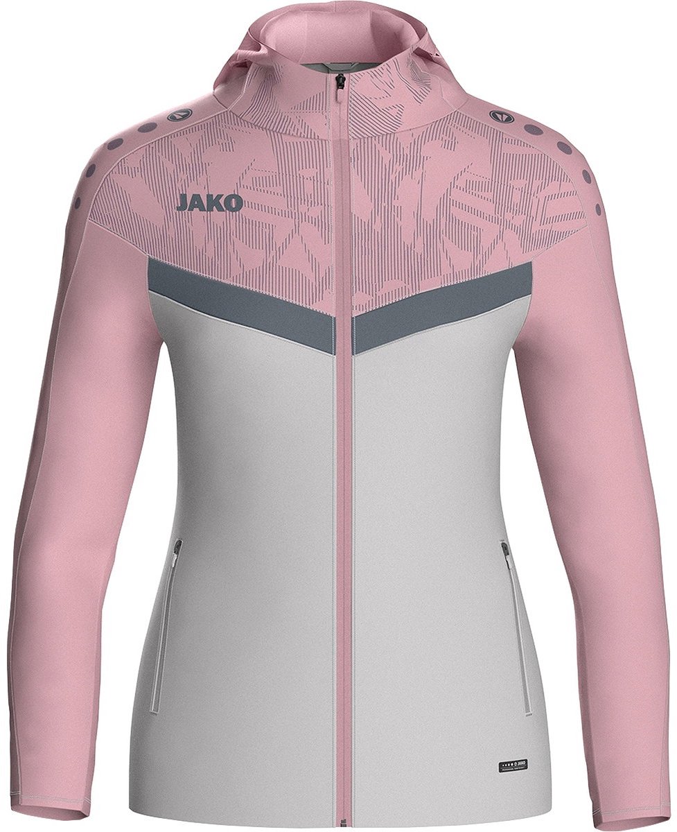 Jako Iconic Jas Met Kap Dames - Zachtgrijs / Roze / Antra Light | Maat: 42