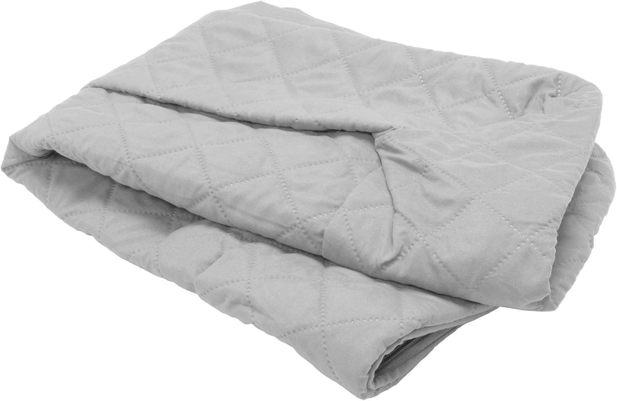 Hondenbed Hoes - Vervangende Dekking - Comfort voor Huisdieren - Gewatteerd Bankstijl - Medium 76x50cm - Zilvergrijs