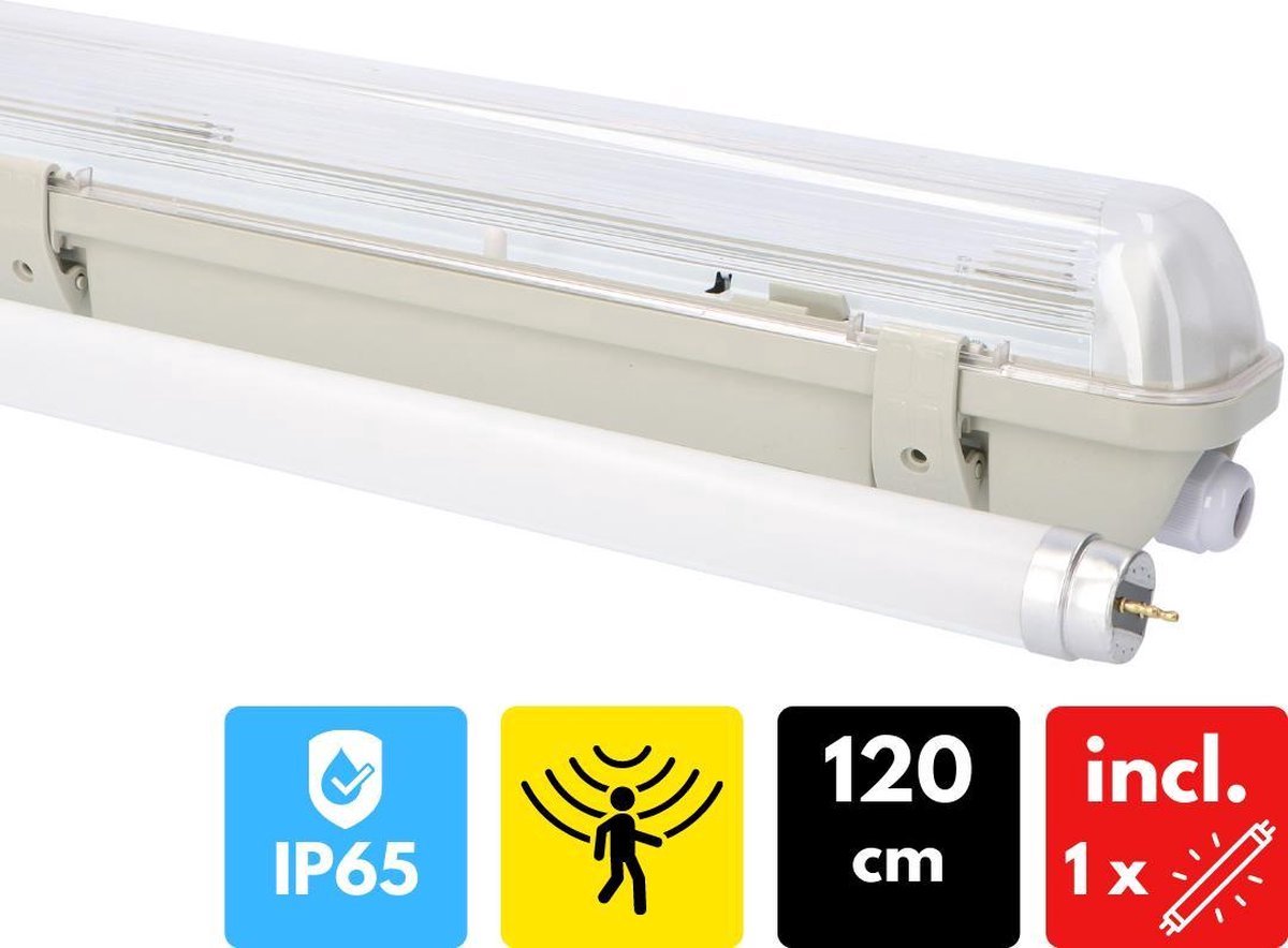 Proventa Outdoor LED TL lamp met bewegingssensor en daglichtsensor - Waterdicht - 120 cm - Tl-buizen - Tl-armaturen - Tl-verlichting