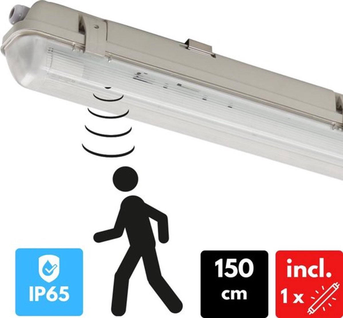 Proventa Outdoor LED TL lamp met bewegingssensor en daglichtsensor - Waterdicht - 150 cm - Tl-buizen - Tl-verlichting - Tl-armaturen