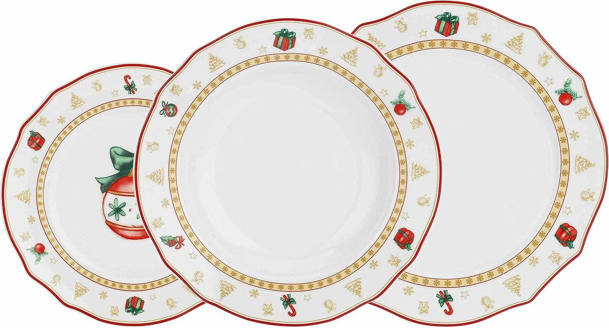 Kerst Bords Set - Feestelijk Servies - Gezellig Diner - Traditioneel Design - Multicolor