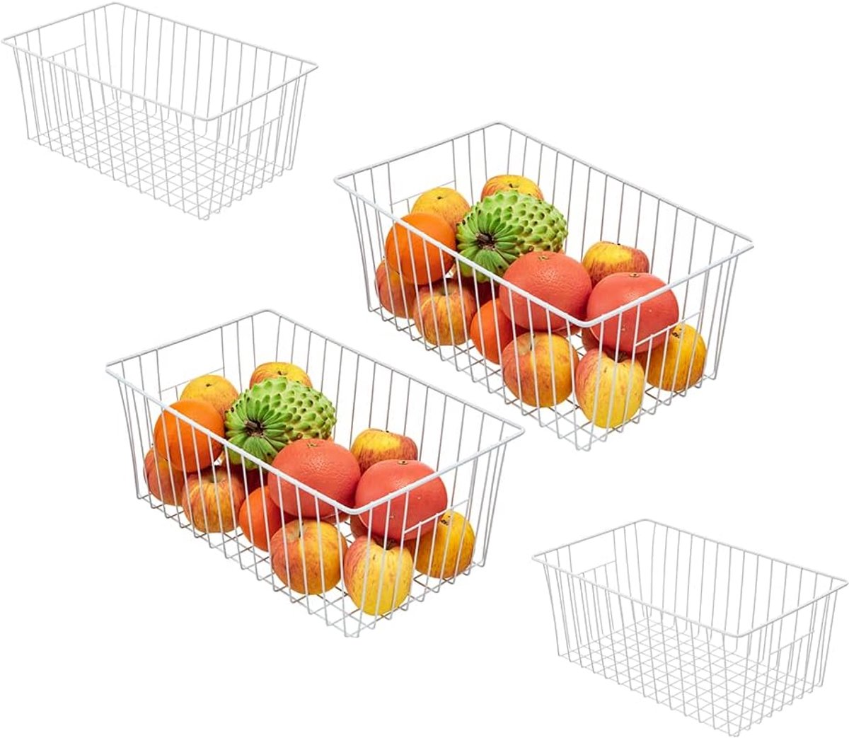 Vriezer Organizer - Bewaar Mand - Keuken Opslag - Stapelbaar Ontwerp - 40x30x15 cm - Wit