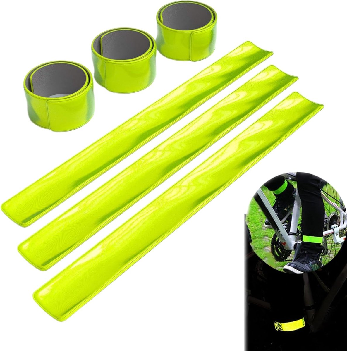 Reflectorbanden Set - Broekklemmen Reflectoren - Fietsen Hardlopen - Zichtbaarheid Verhoogd - 7 Stuks Groen