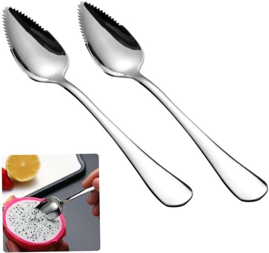 Grapefruit Lepels - Fruit Lepel - Fruit Eten - Half Gekarteld - 165 cm - Zilver — afbeelding 4
