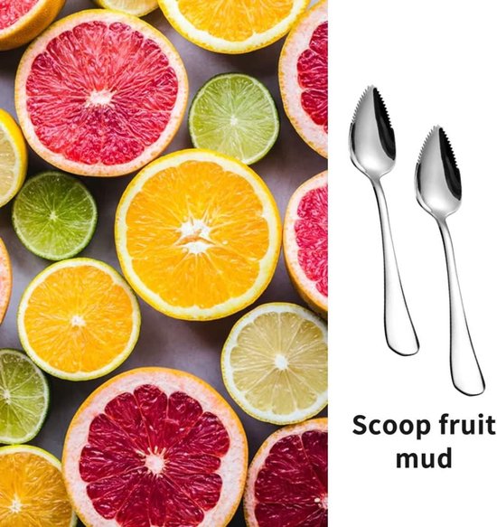 Grapefruit Lepels - Fruit Lepel - Fruit Eten - Half Gekarteld - 165 cm - Zilver — afbeelding 3