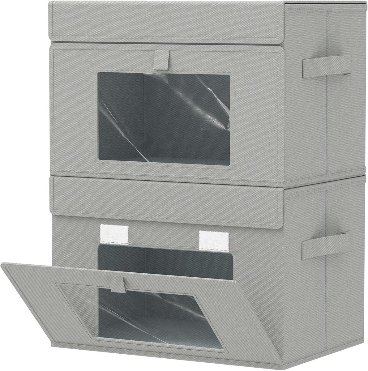 Opbergdozen - Opbergmanden - Kleding Opbergen - Inklapbaar Transparant - 38x25x25 cm - Grijs