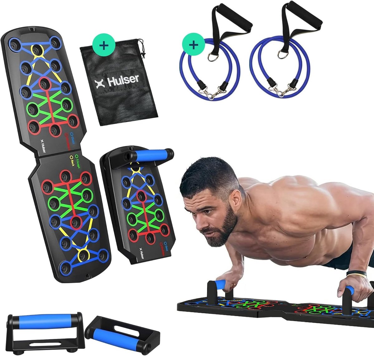 Opdruk Trainingsbord - Fitness Plank - Thuis Sporten - 14 Posities Met Banden - 64 x 185 x 105 cm