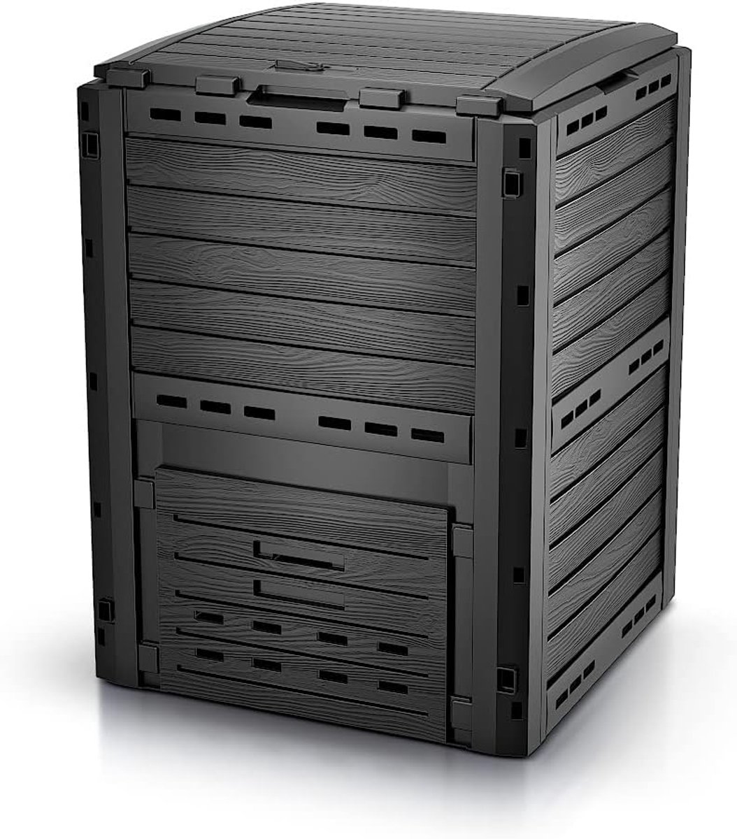 Compostbak Tuin Plastic Composteerders Buiten Zwart 300L - Tuinafval Composter Gft-bak Compostvat Composthoop Bouwpakket