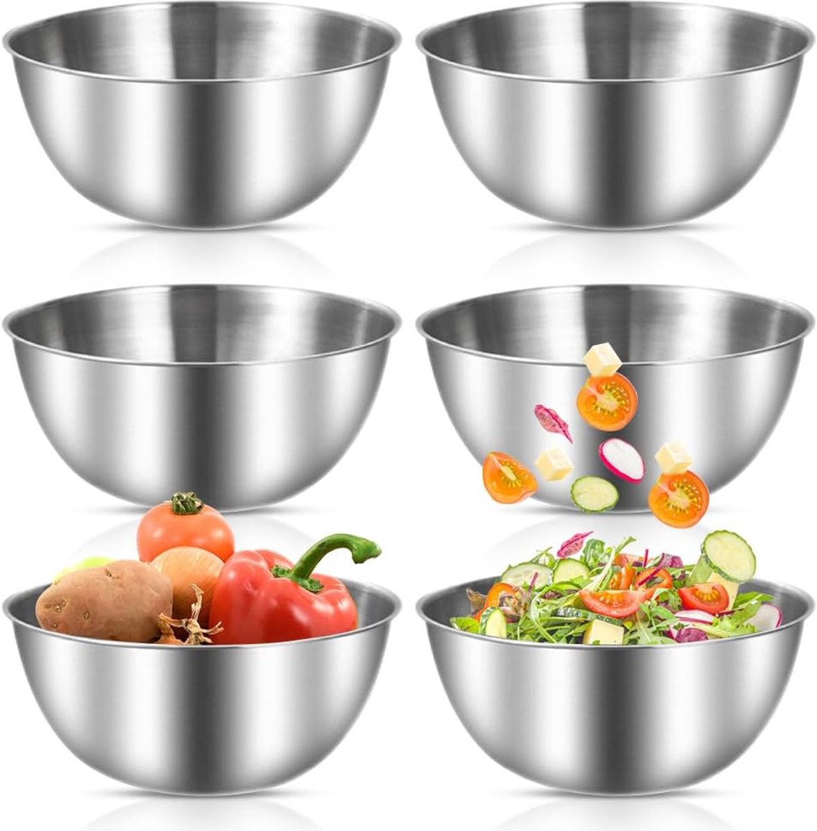 RVS Mengkommen - Stapelbare Schalen - Koken Serveren - Met Maatmarkeringen - 700 ml - Zilver