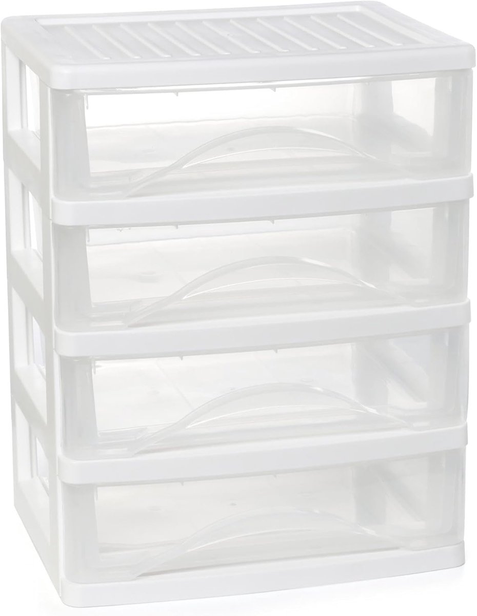 Bureau Organizer - Lade Opberger - Kantoor Thuis - 4 Transparante Lades - 19x25.5x32.5 cm - Wit