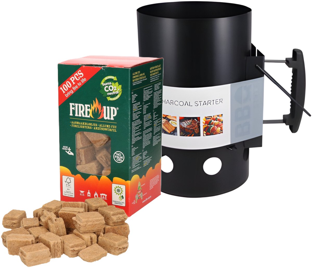 BBQ starter set - aanmaakblokjes 100x - houtskoolstarter - bbq starten - barbecue