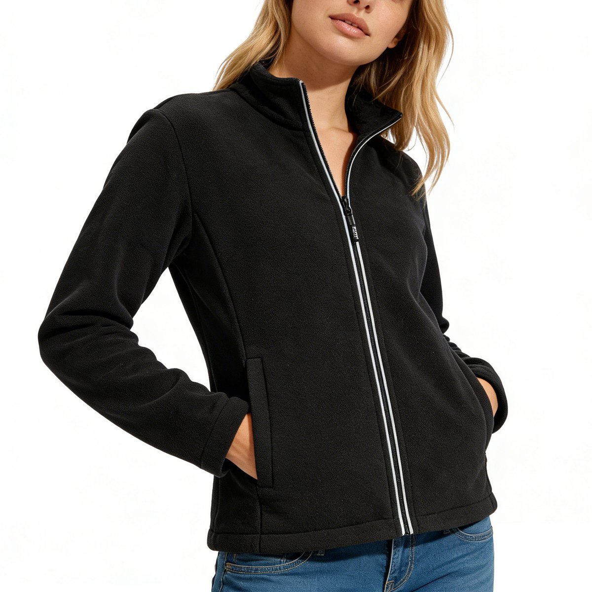 BUBW® Softshell Jas Dames Outdoorjas Warme Fleece Jas Warm & Winddicht Lichtgewicht 4-way stretch Anti-pilling Zwart