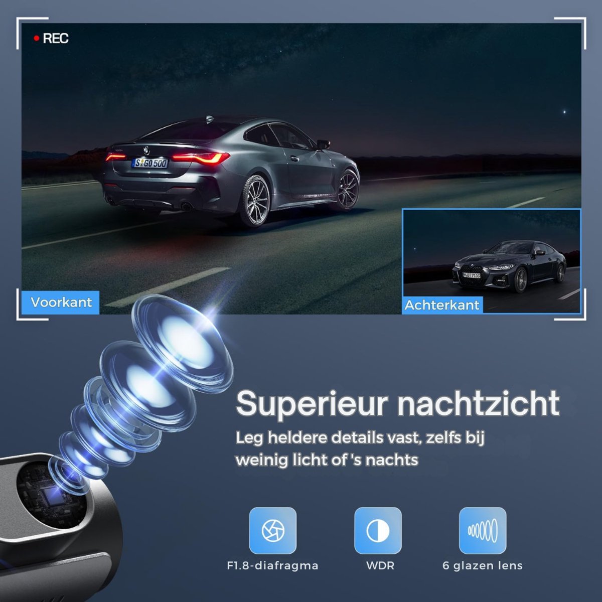mavoa®Dashcam - Dashcam Voor Auto - Dashcam Voor En Achter - – foto 4