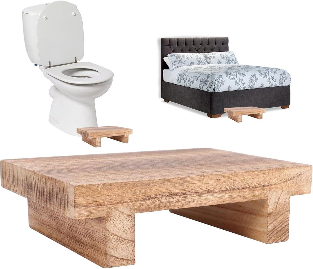 Houten voetenbankje - Voetenbankje - Geschikt voor volwassenen en kinderen - 25*18*7 cm - Massief hout