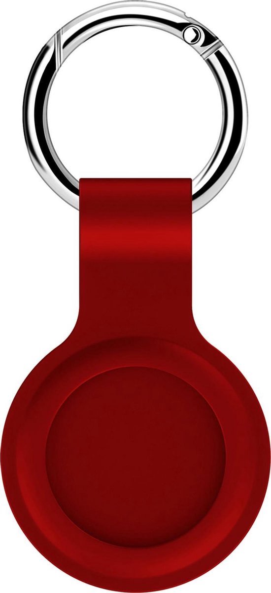 Jumada's Sleutelhanger Geschikt voor Apple AirTag (2) - Beschermende Siliconen Houder & Hoesje - Donkerrood