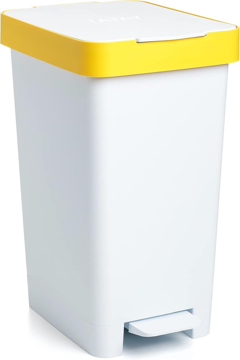 Prullenbak met Pedaal - Afvalbak Keuken - Afval Scheiden - Gemaakt van Gerecycled Plastic - 26x36x47cm - Wit