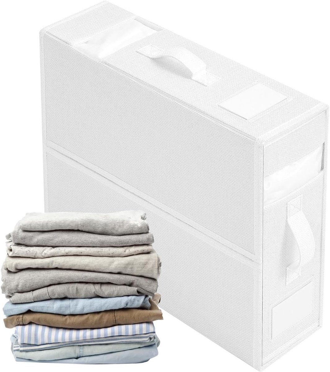 Beddengoed Organizer - Linnen Opberger - Kast Opruimen - Ademend Materiaal - 38x32x11.5cm - Wit