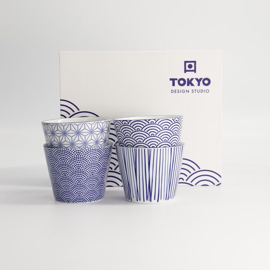 Tokyo Design Studio - Nippon Blue Koffiekopjes - 180 ml - 4 stuks