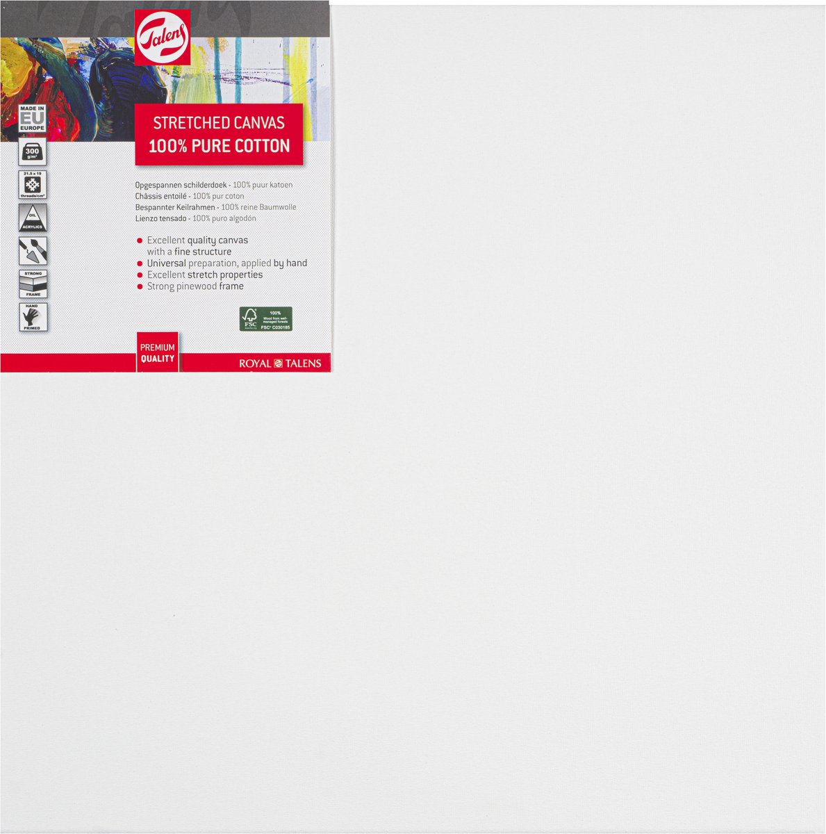 Talens spieraam wit 40x40cm - 100% katoenen doek - FSC mix
