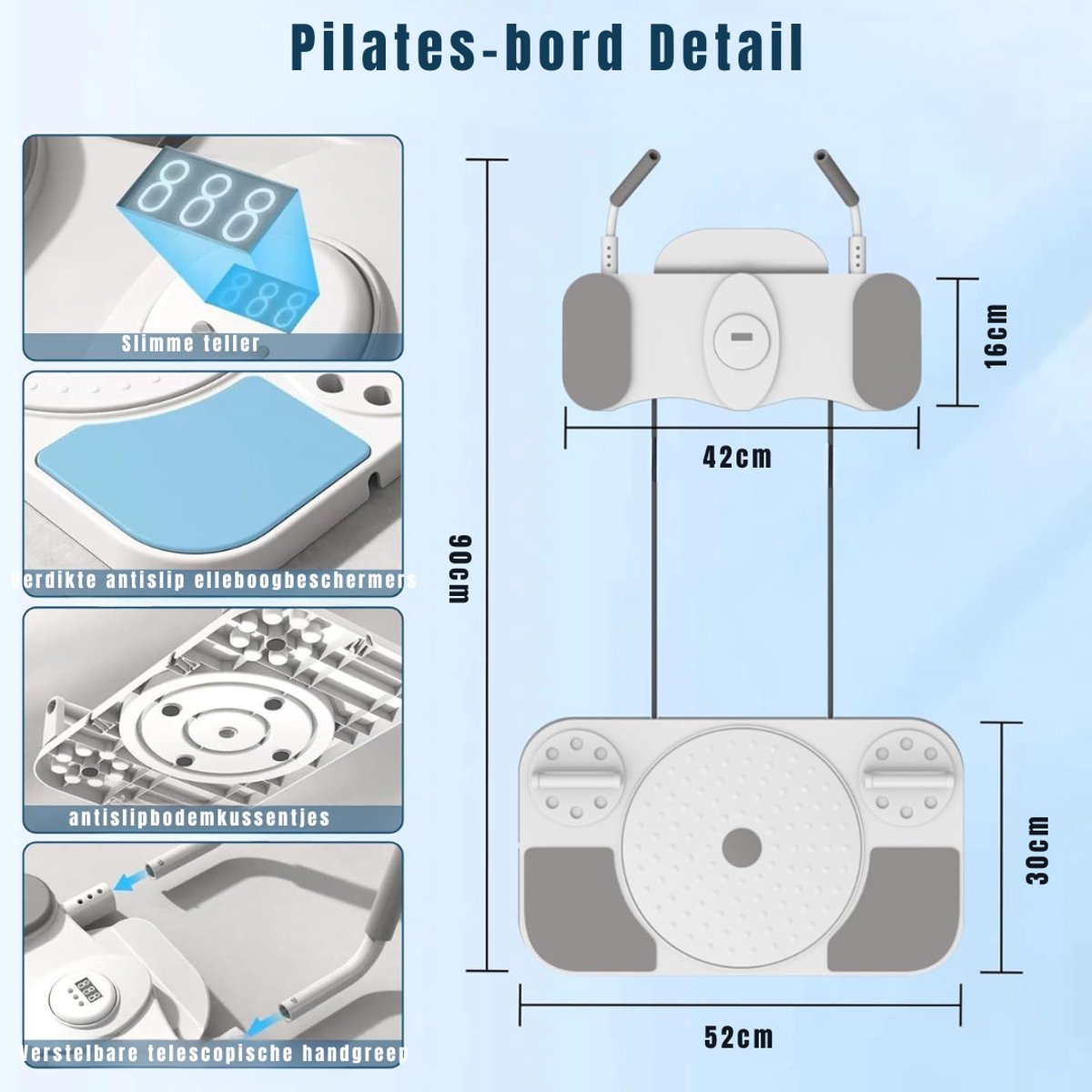 Groupe SEB SAVI Pilates Board Reformer Wit 3cm x 52cm x 90cm - afbeelding 2