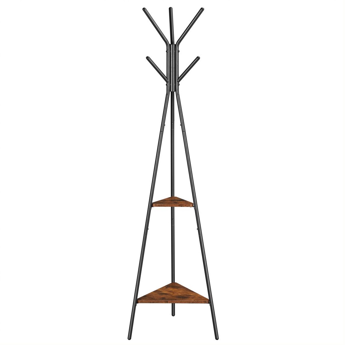 BEGRYF Staande kapstok - industrieel - met 2 hoekplanken - zwart en rustiek bruin - 49,5x49,5x179 cm