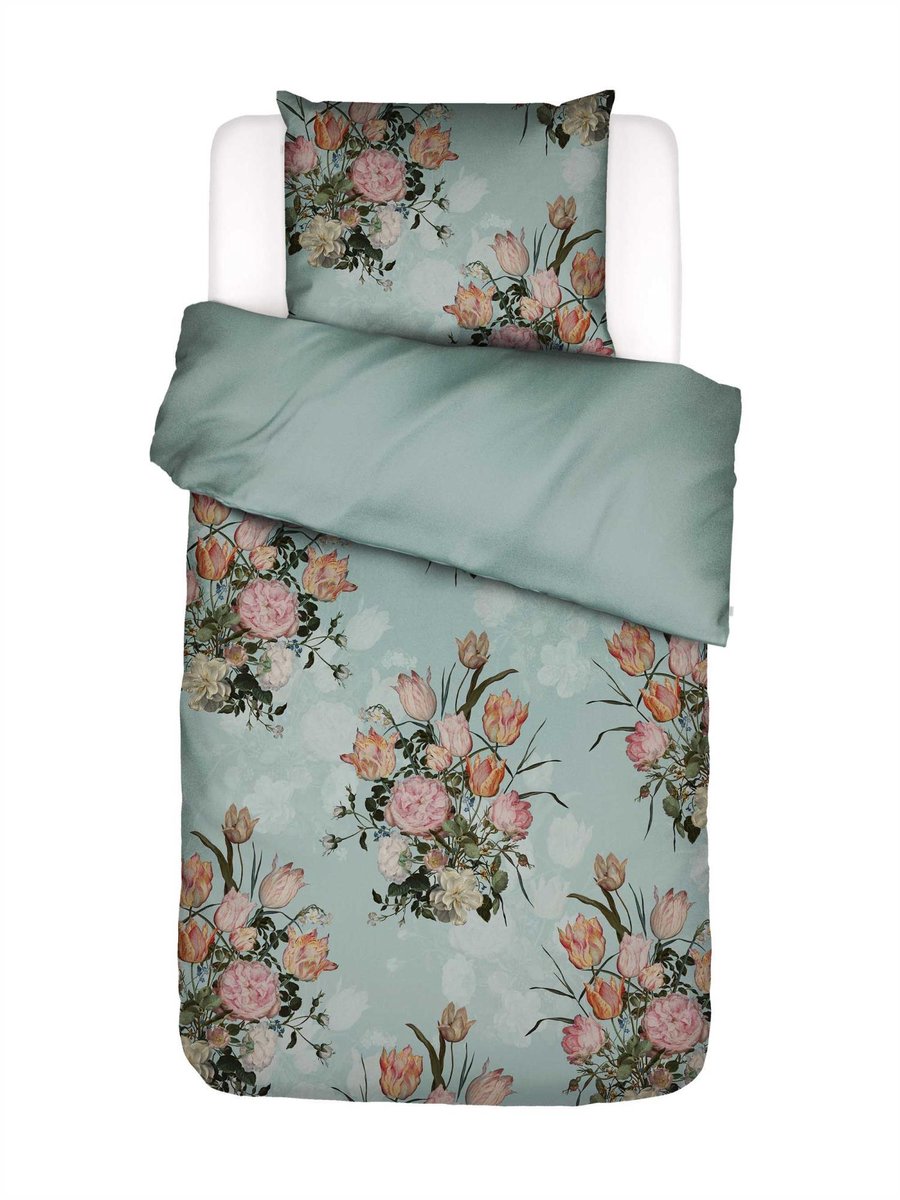 Essenza Tulip Bloom Dekbedovertrek Surf green - Eenpersoons – 140x200/220 cm