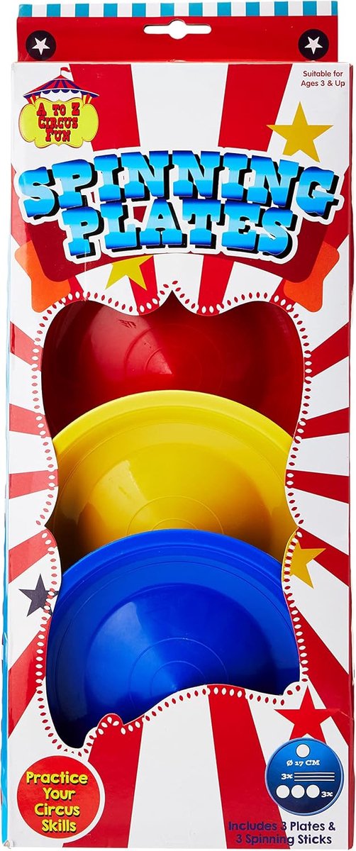 Draaiplaten Set - Circus Speelgoed - Circus Skills Oefenen - Inclusief Stokken - 17cm Diameter - Veelkleurig