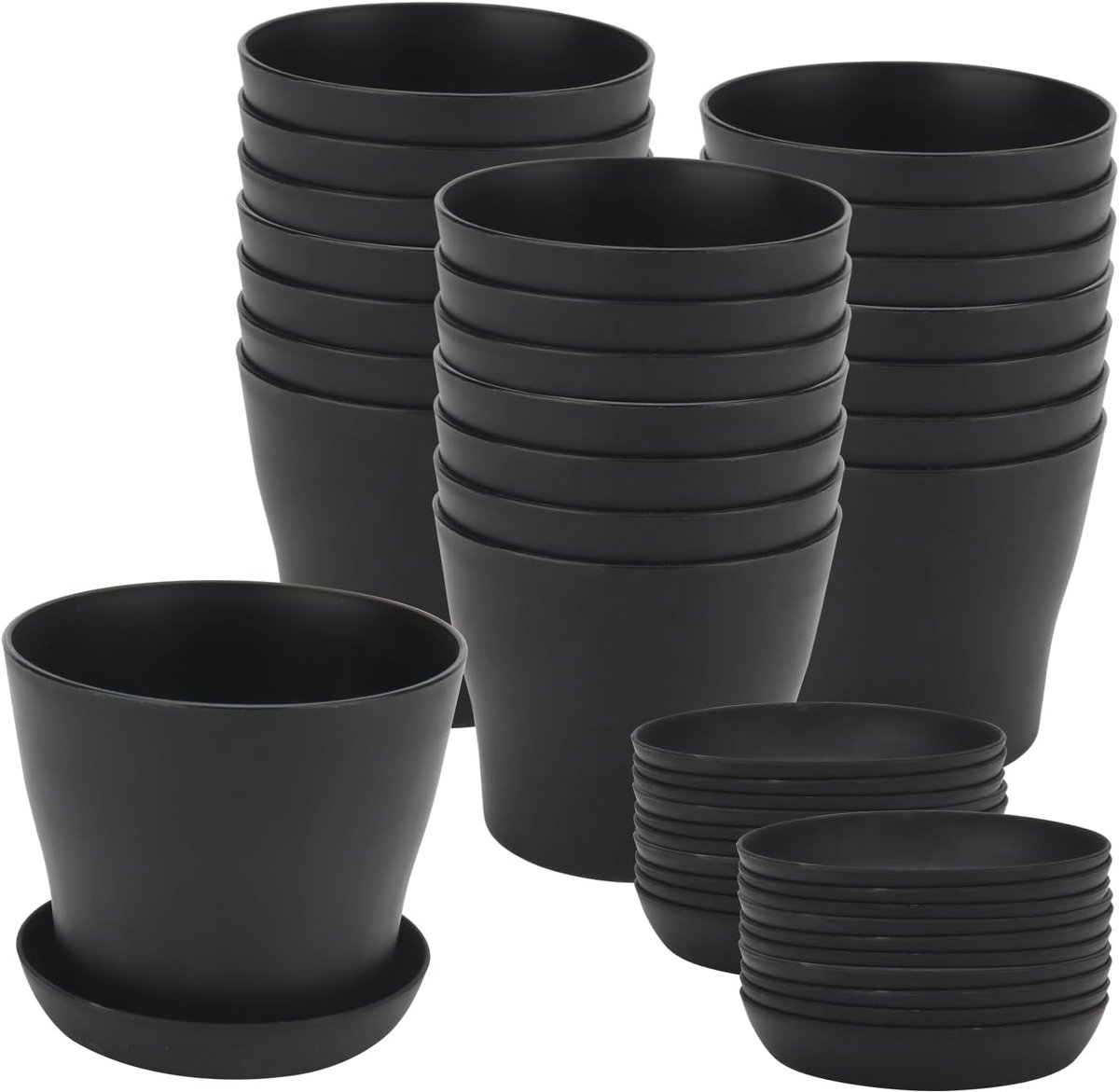 Kleine Plantenpotten - Mini Bloempotten - Zaad Kweken - Met Afvoer Gat - 10 cm Rond - Zwart