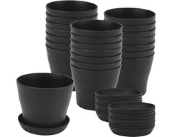 Kleine Plantenpotten - Mini Bloempotten - Zaad Kweken - Met Afvoer Gat - 10 cm Rond - Zwart