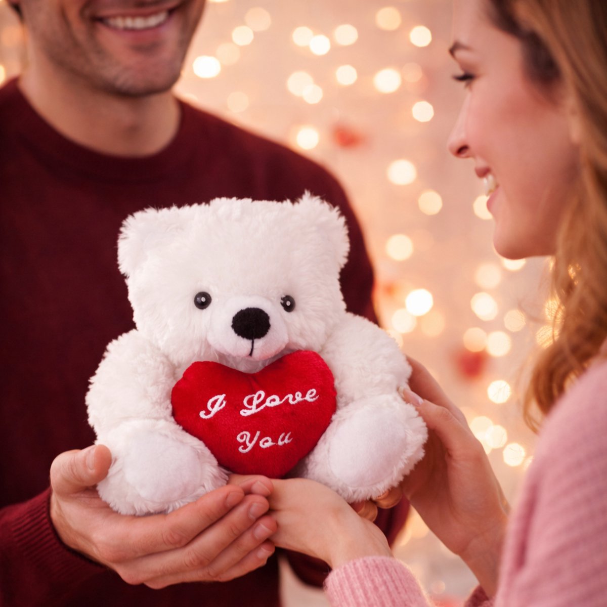 Knuffelbeertje met hart - wit - pluche - 22 cm - valentijnsdag - i love you - cadeau — afbeelding 6