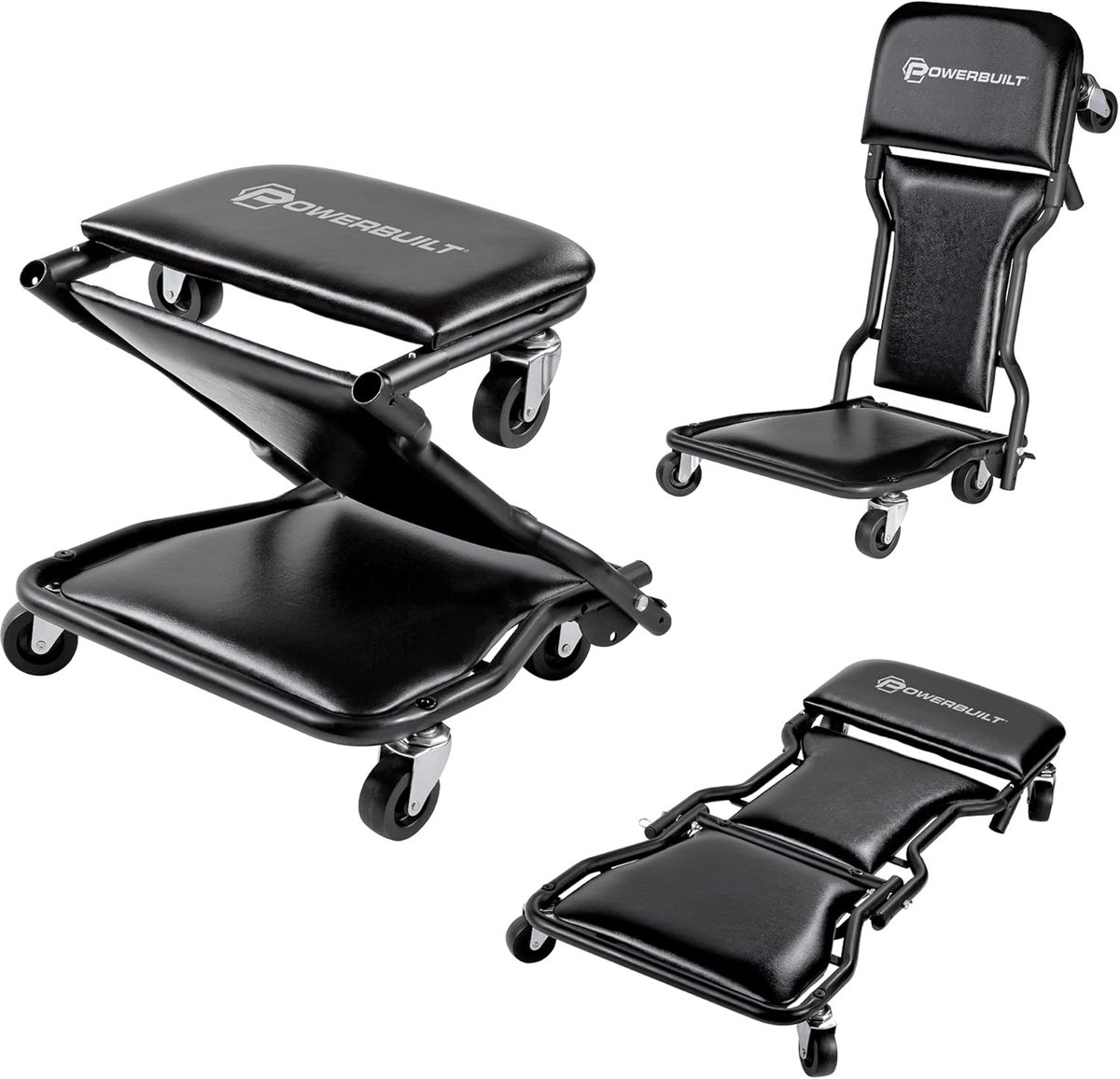 Werkplaatskruk - Monteurskruk Rolbaar - Reparaties Onder Auto - 3-in-1 Ontwerp - 42 Inch