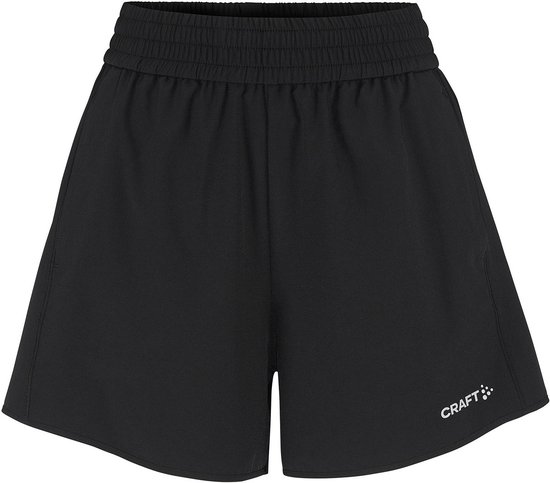 Zwarte sportshort met elastische tailleband en subtiel wit 'Craft' logo.