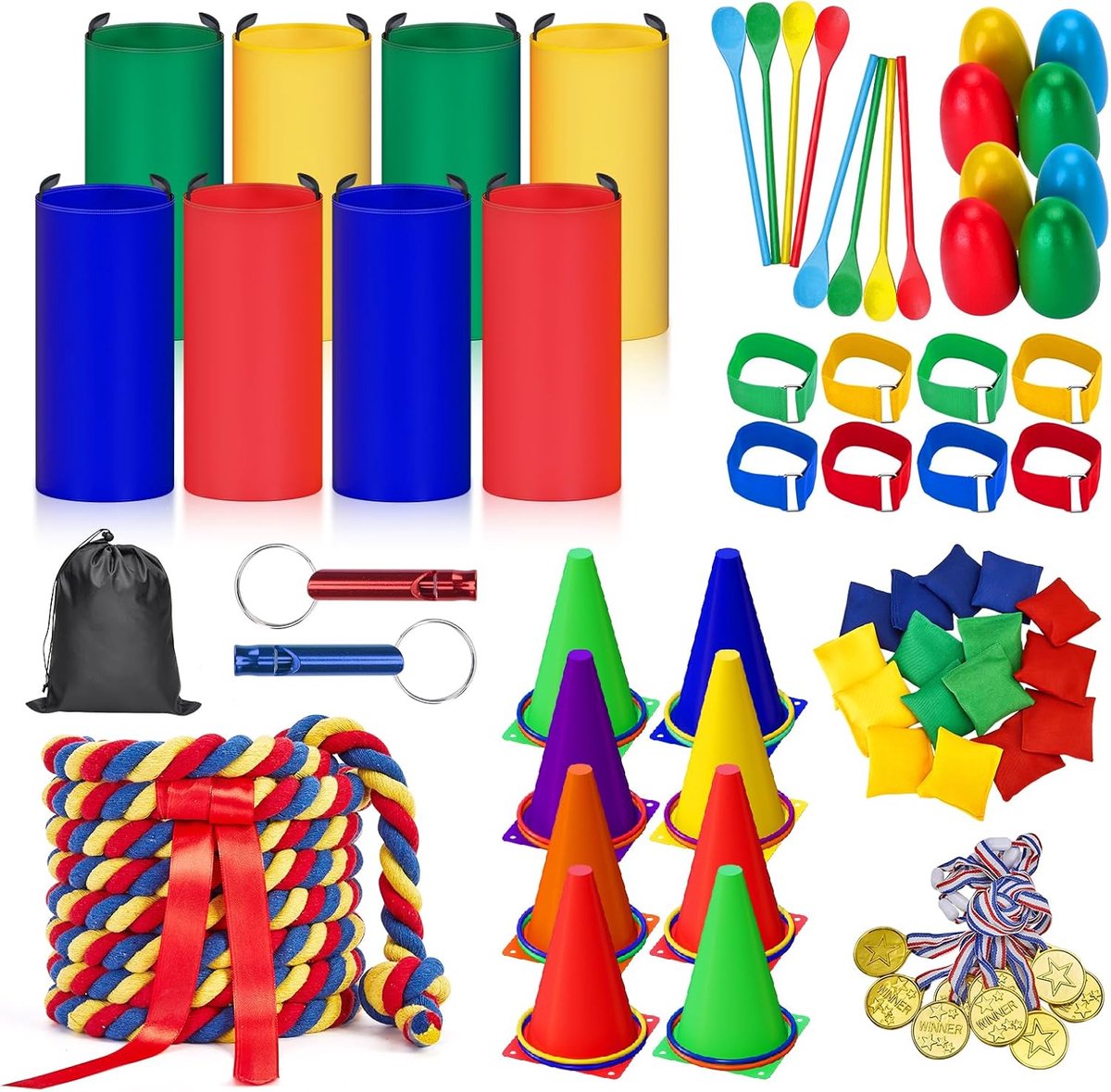 Carnaval Outdoor Spel - Race Tassen - Feestdagen Activiteiten - 87 Delige Set - 3.97 Kilogram - Rood