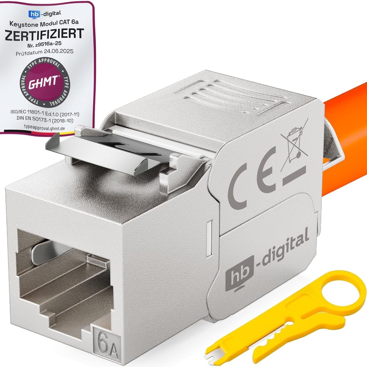 Keystone Jack RJ45 - Netwerk Module - Netwerk Installatie - Gereedschapsloze Montage - Cat 6a STP - Zilver