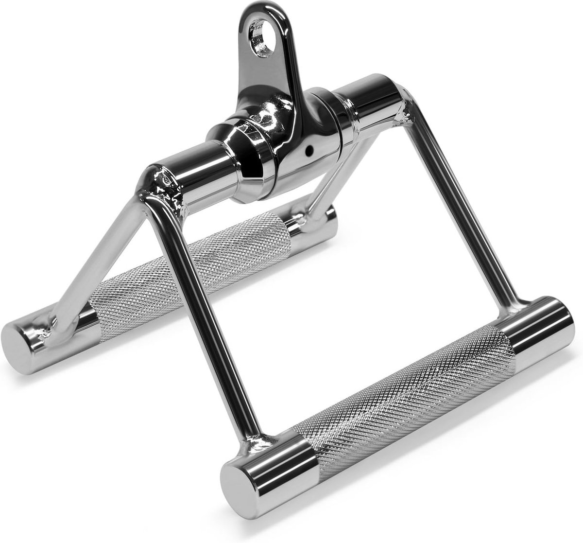 Dubbele Rij Handgreep - Kabelmachine Accessoire - Kracht Training - 360 Graden Draaibaar - 14 cm Diep - Chroom