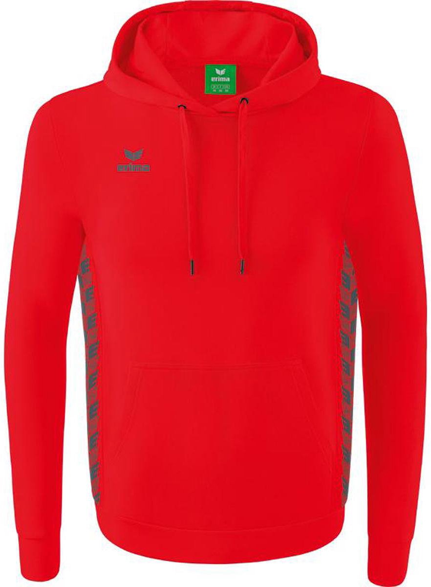 Erima Essential Team Sweatshirt Met Capuchon Heren - Rood / Slate Grey | Maat: S