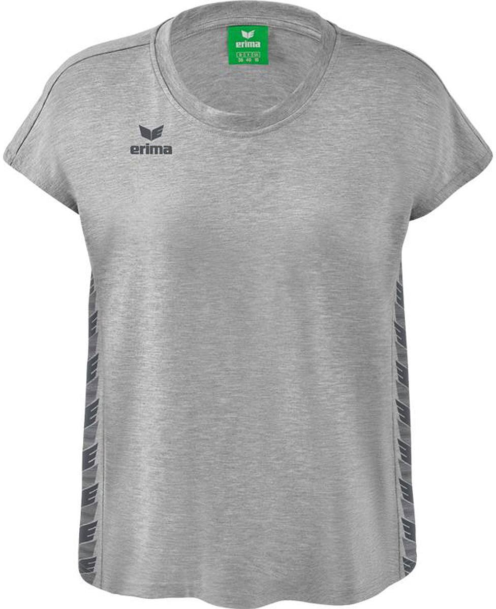 Erima Essential Team T-Shirt Dames - Licht Grey Melange / Slate Grey | Maat: 34