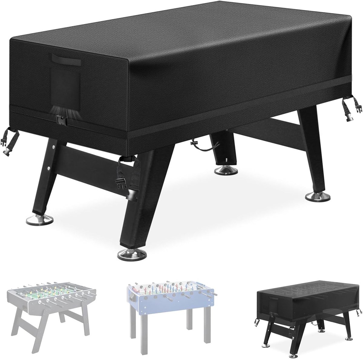 Tafelvoetbal Hoes - Beschermhoes Tafel - Buiten Beschermen - Volledig Waterdicht - 147x132x76cm - Zwart