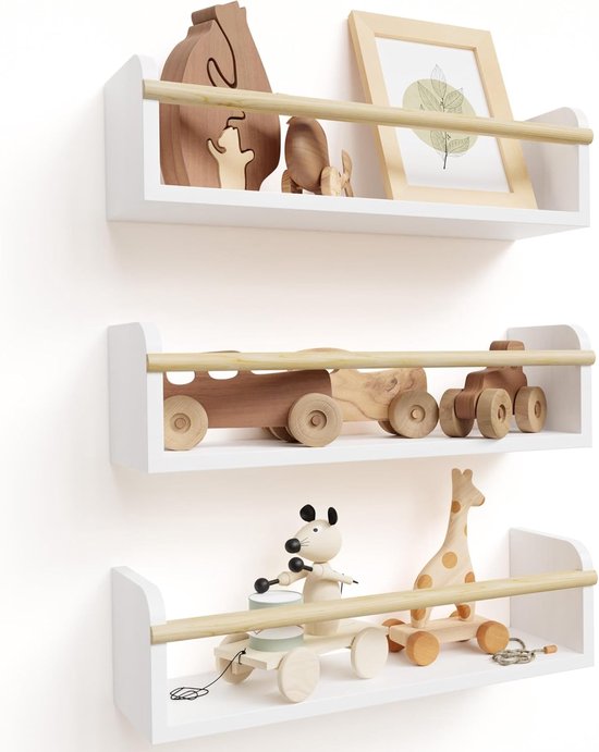 Foto: Kinder boekenplanken set van drie babykamer decoratie eenvoudige wandmontage 41 9cm breed wit
