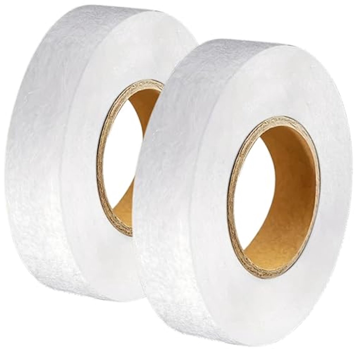 KARZO 2 rollen strijkband, 70 yards/64 m per rol, naaizoom, dubbelzijdig plakband, extra sterk, voor jeans, stoffen, gordijnen, kleding, stoffen splitsen (wit, breedte 2 cm)